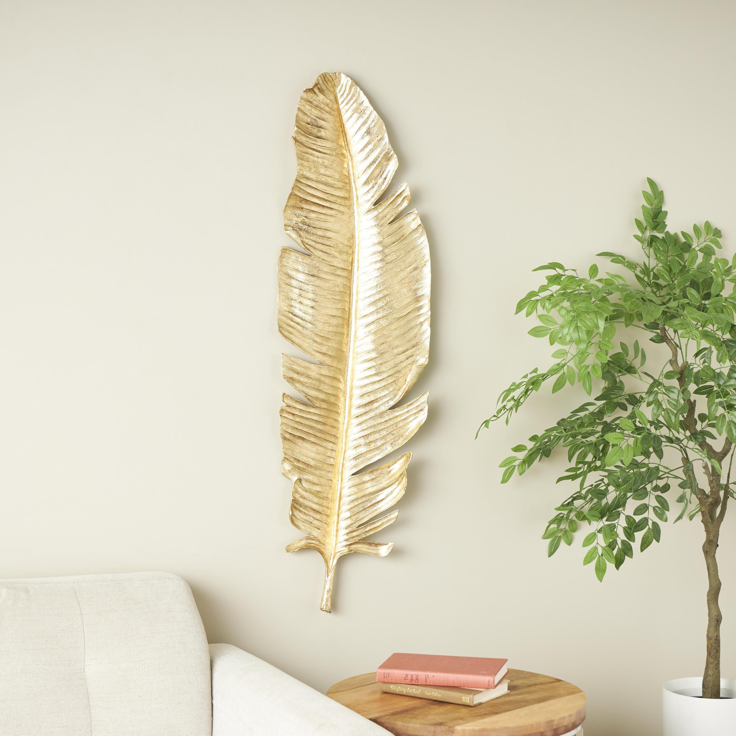 Rosdorf Park Bird Home Wall Decor Large Metallic Feather Wall Sculpture